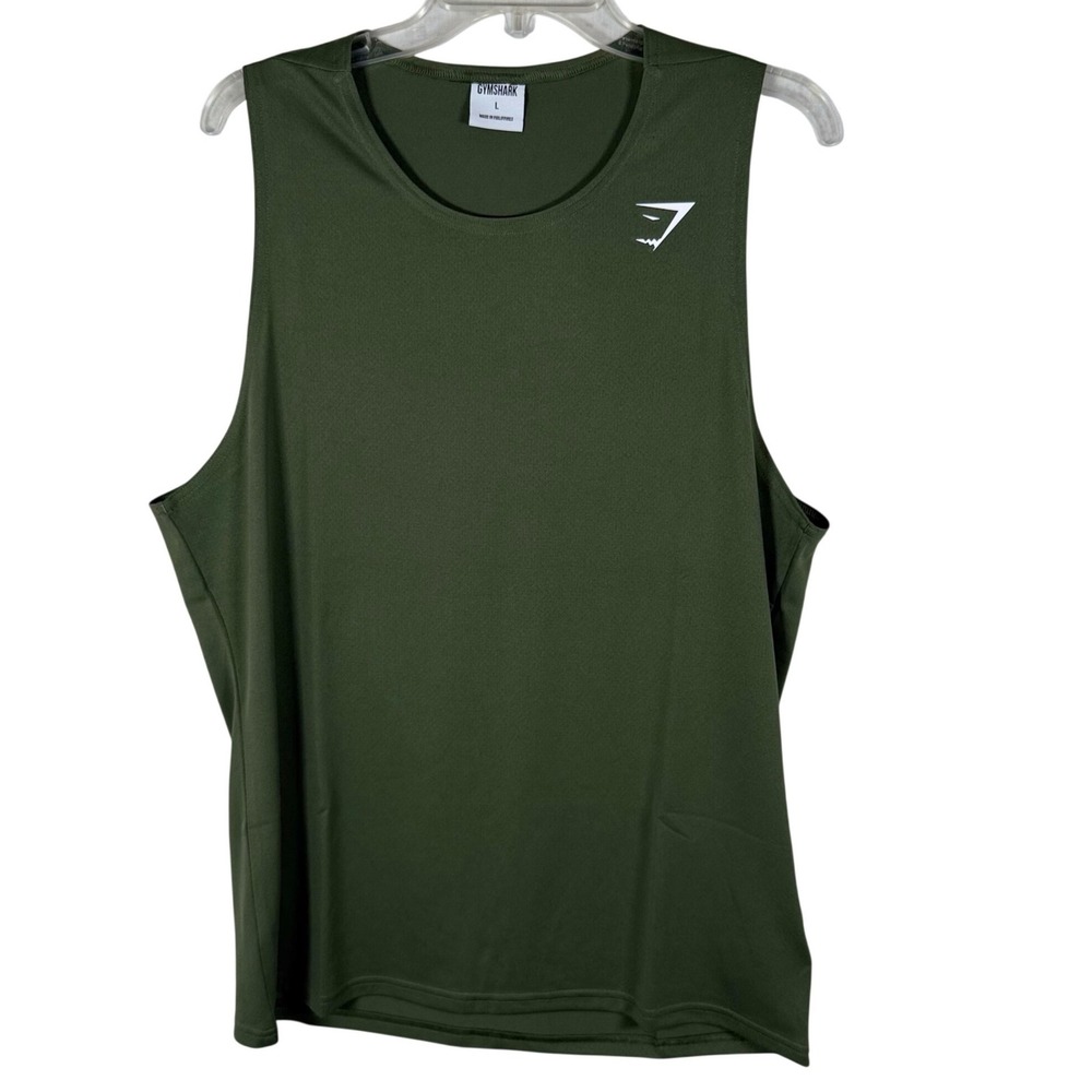 Gymshark Tank Top Mens Large Olive Green Sleeveless Training Gym Shirt Athletic